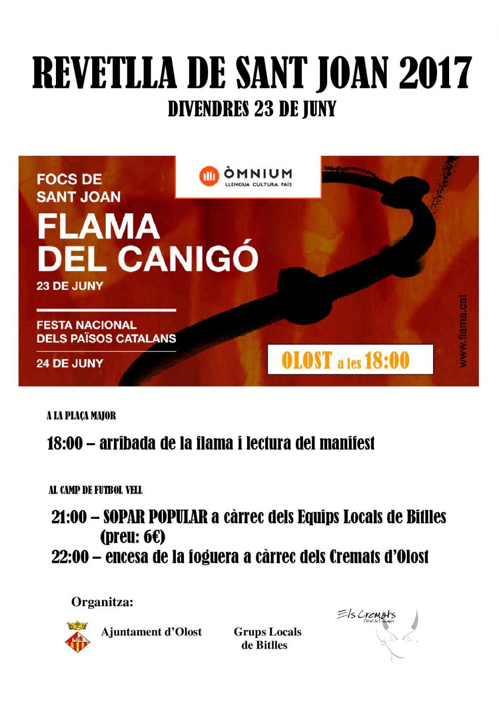 Revetlla de Sant Joan i Flama del Canigó a Olost